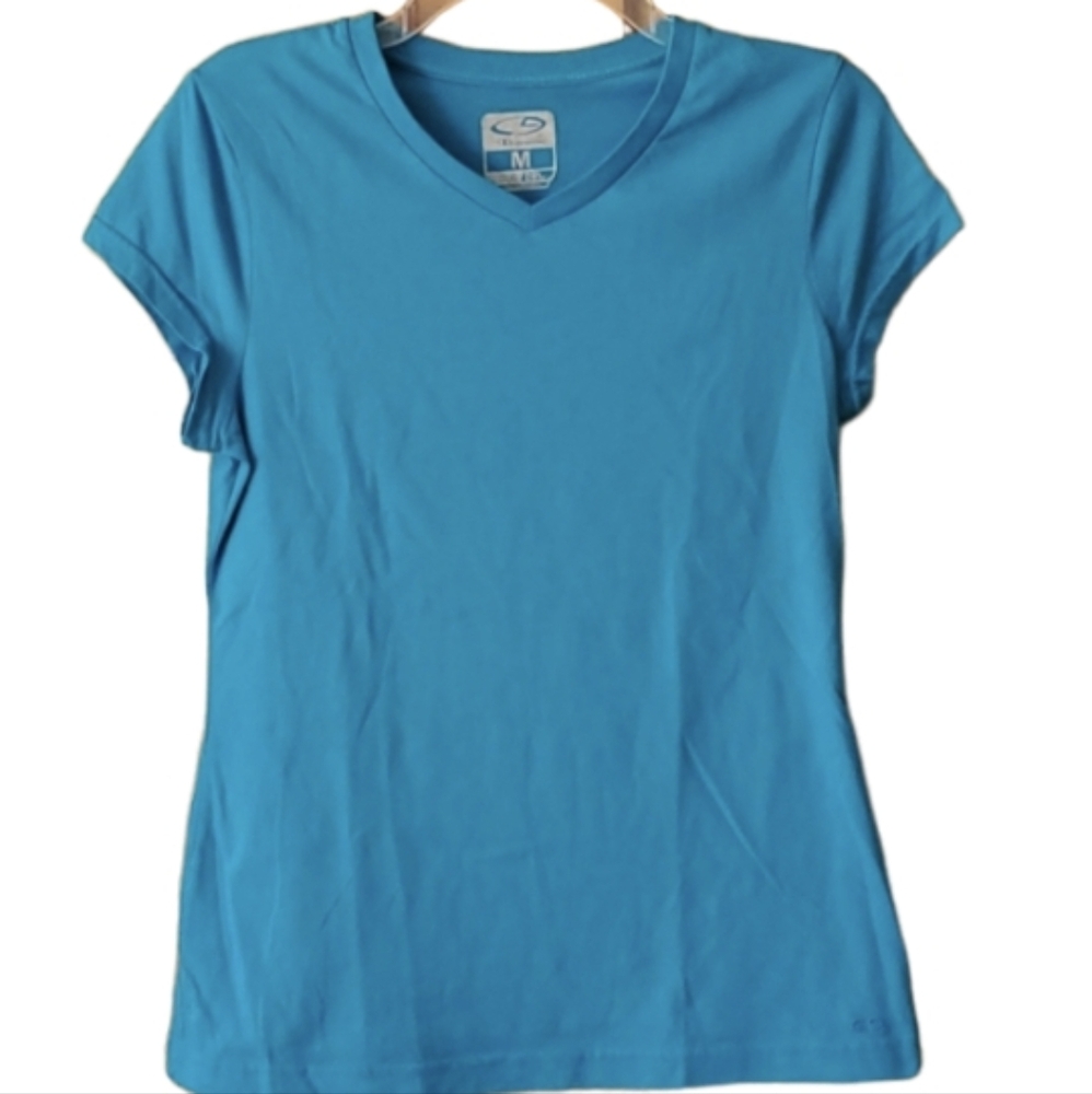 C9 by Champion Womans Medium  Turquoise Duo Dry Performance‎ Short Sleeve Shirt